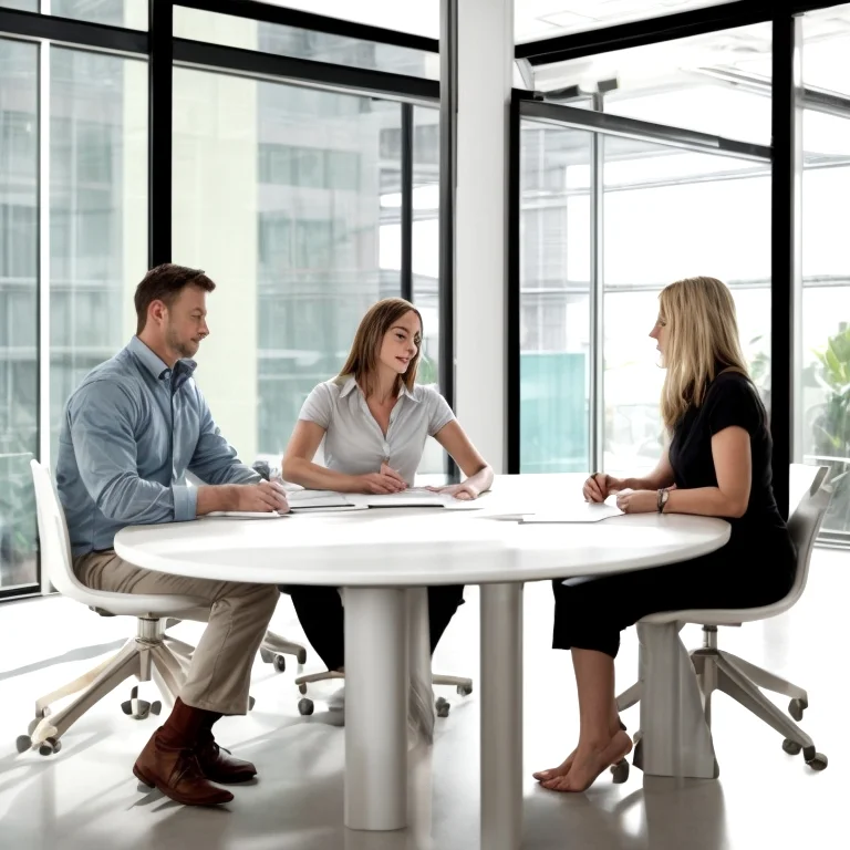 Business executive meditating in modern office